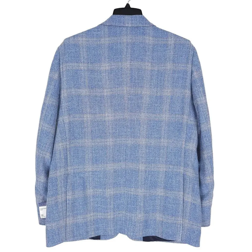 Tommy Hilfiger Mens Modern Fit Sport Coat 48R Light Blue Plaid Basketweave NWT